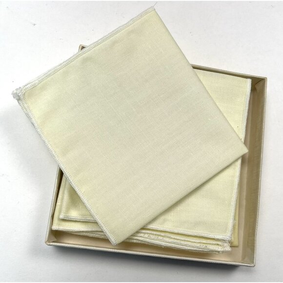 VTG Set 6 GIFTKINS Pale Yellow COCKTAIL NAPKINS Permanent Press NOS NEW Read - Picture 2 of 3